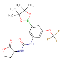 Chemical structure of 3-[(3S)-2-oxooxolan-3-yl]-1-[3-(4,4,5,5-tetramethyl-1,3,2-dioxaborolan-2-yl)-5-(trifluoromethoxy)phenyl]urea - CSSB21332131032