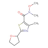 Chemical structure of N-methoxy-N,4-dimethyl-2-(oxolan-2-yl)-1,3-thiazole-5-carboxamide - CSSB01395048491