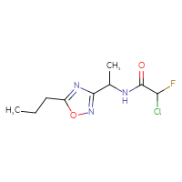 Chemical structure of 2-chloro-2-fluoro-N-[1-(5-propyl-1,2,4-oxadiazol-3-yl)ethyl]acetamide - CSSB21332056088