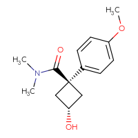 Chemical structure of (1r,3r)-3-hydroxy-1-(4-methoxyphenyl)-N,N-dimethylcyclobutane-1-carboxamide - CSSB02001268735