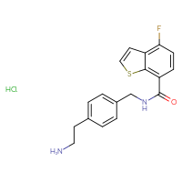 Chemical structure of N-{[4-(2-aminoethyl)phenyl]methyl}-4-fluoro-1-benzothiophene-7-carboxamide hydrochloride - CSSB00161157010