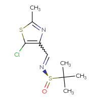 Chemical structure of (R)-N-[(5-chloro-2-methyl-1,3-thiazol-4-yl)methylidene]-2-methylpropane-2-sulfinamide - CSSB20866725629