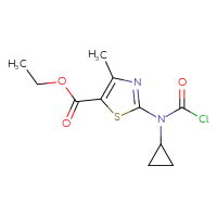 Chemical structure of ethyl 2-[(chlorocarbonyl)(cyclopropyl)amino]-4-methyl-1,3-thiazole-5-carboxylate - CSSB21224764128