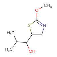 Chemical structure of 1-(2-methoxy-1,3-thiazol-5-yl)-2-methylpropan-1-ol - CSSB00015082363