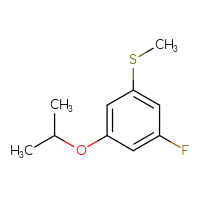 Chemical structure of 1-fluoro-3-(methylsulfanyl)-5-(propan-2-yloxy)benzene - CSSB19257010449