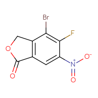 Chemical structure of 4-bromo-5-fluoro-6-nitro-1,3-dihydro-2-benzofuran-1-one - CSSB20621662696
