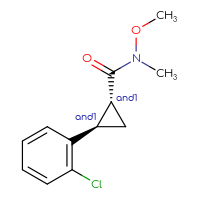 Chemical structure of rac-(1R,2R)-2-(2-chlorophenyl)-N-methoxy-N-methylcyclopropane-1-carboxamide - CSSB21291563356