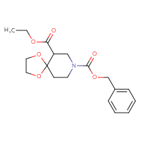 Chemical structure of 8-benzyl 6-ethyl 1,4-dioxa-8-azaspiro[4.5]decane-6,8-dicarboxylate - CSSB00010253402