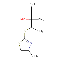 Chemical structure of 3-methyl-4-[(4-methyl-1,3-thiazol-2-yl)sulfanyl]pent-1-yn-3-ol - CSSB20820238854