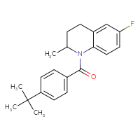 Chemical structure of 1-(4-tert-butylbenzoyl)-6-fluoro-2-methyl-1,2,3,4-tetrahydroquinoline - CSSB00121678528