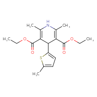 Chemical structure of 3,5-diethyl 2,6-dimethyl-4-(5-methylthiophen-2-yl)-1,4-dihydropyridine-3,5-dicarboxylate - CSSB20539823722
