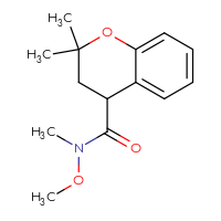 Chemical structure of N-methoxy-N,2,2-trimethyl-3,4-dihydro-2H-1-benzopyran-4-carboxamide - CSSB02001305576