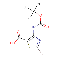 Chemical structure of 2-bromo-4-{[(tert-butoxy)carbonyl]amino}-1,3-thiazole-5-carboxylic acid - CSSB03552381504