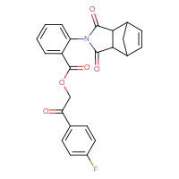 Chemical structure of 2-(4-fluorophenyl)-2-oxoethyl 2-{3,5-dioxo-4-azatricyclo[5.2.1.0²,⁶]dec-8-en-4-yl}benzoate - CSSB00121688946