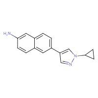 Chemical structure of 6-(1-cyclopropyl-1H-pyrazol-4-yl)naphthalen-2-amine - CSSB06594808492
