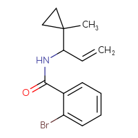 Chemical structure of 2-bromo-N-[1-(1-methylcyclopropyl)prop-2-en-1-yl]benzamide - CSSB14963635999