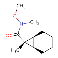 Chemical structure of (1R,6S,7S)-N-methoxy-N,7-dimethylbicyclo[4.1.0]heptane-7-carboxamide - CSSB14798352844