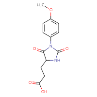 Chemical structure of 3-[1-(4-methoxyphenyl)-2,5-dioxoimidazolidin-4-yl]propanoic acid - CSSB00050974530