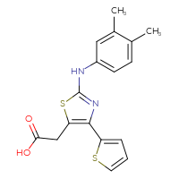 Chemical structure of 2-{2-[(3,4-dimethylphenyl)amino]-4-(thiophen-2-yl)-1,3-thiazol-5-yl}acetic acid - CSSB00026570481