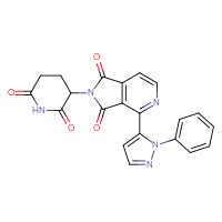 Chemical structure of 3-[1,3-dioxo-4-(1-phenyl-1H-pyrazol-5-yl)-1H,2H,3H-pyrrolo[3,4-c]pyridin-2-yl]piperidine-2,6-dione - CSSB21531616242