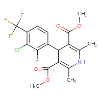 Chemical structure of 3,5-dimethyl 4-[3-chloro-2-fluoro-4-(trifluoromethyl)phenyl]-2,6-dimethyl-1,4-dihydropyridine-3,5-dicarboxylate - CSSB20539824706