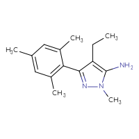 Chemical structure of 4-ethyl-1-methyl-3-(2,4,6-trimethylphenyl)-1H-pyrazol-5-amine - CSSB00000470596