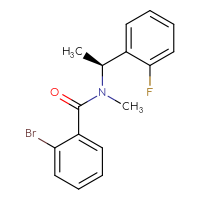 Chemical structure of 2-bromo-N-[(1S)-1-(2-fluorophenyl)ethyl]-N-methylbenzamide - CSSB20494601326