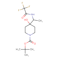 Chemical structure of tert-butyl 4-hydroxy-4-[1-(2,2,2-trifluoroacetamido)ethyl]piperidine-1-carboxylate - CSSB00111593735