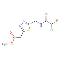 Chemical structure of methyl 2-{5-[(2-chloro-2-fluoroacetamido)methyl]-1,3,4-thiadiazol-2-yl}acetate - CSSB21332119545