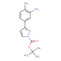 Chemical structure of tert-butyl 3-(3-amino-4-methylphenyl)-1H-pyrazole-1-carboxylate - CSSB06591429528