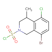 Chemical structure of 8-bromo-5-chloro-4-methyl-1,2,3,4-tetrahydroisoquinoline-2-sulfonyl chloride - CSSB21224772290