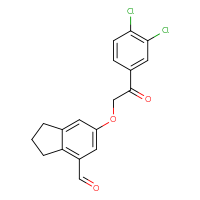 Chemical structure of 6-[2-(3,4-dichlorophenyl)-2-oxoethoxy]-2,3-dihydro-1H-indene-4-carbaldehyde - CSSB21414454821
