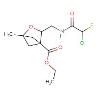 Chemical structure of ethyl 3-[(2-chloro-2-fluoroacetamido)methyl]-1-methyl-2-oxabicyclo[2.1.1]hexane-4-carboxylate - CSSB21332126609