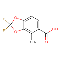 Chemical structure of 2,2-difluoro-4-methyl-2H-1,3-benzodioxole-5-carboxylic acid - CSSB00010444858