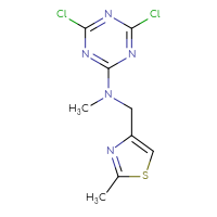 Chemical structure of 4,6-dichloro-N-methyl-N-[(2-methyl-1,3-thiazol-4-yl)methyl]-1,3,5-triazin-2-amine - CSSB00005693472