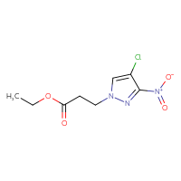 Chemical structure of ethyl 3-(4-chloro-3-nitro-1H-pyrazol-1-yl)propanoate - CSSB00000238351