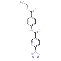 Chemical structure of ethyl 4-[6-(1H-pyrazol-1-yl)pyridine-3-amido]benzoate - CSSB00027363756