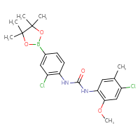 Chemical structure of 3-(4-chloro-2-methoxy-5-methylphenyl)-1-[2-chloro-4-(4,4,5,5-tetramethyl-1,3,2-dioxaborolan-2-yl)phenyl]urea - CSSB21332046388