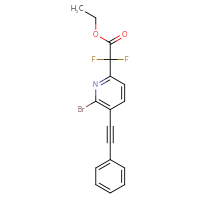 Chemical structure of ethyl 2-[6-bromo-5-(2-phenylethynyl)pyridin-2-yl]-2,2-difluoroacetate - CSSB06454656733