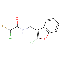 Chemical structure of 2-chloro-N-[(2-chloro-1-benzofuran-3-yl)methyl]-2-fluoroacetamide - CSSB21332169639