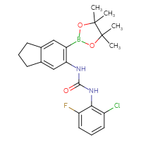 Chemical structure of 1-(2-chloro-6-fluorophenyl)-3-[6-(4,4,5,5-tetramethyl-1,3,2-dioxaborolan-2-yl)-2,3-dihydro-1H-inden-5-yl]urea - CSSB21332133185
