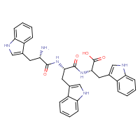 Chemical structure of (2S)-2-[(2S)-2-[(2S)-2-amino-3-(1H-indol-3-yl)propanamido]-3-(1H-indol-3-yl)propanamido]-3-(1H-indol-3-yl)propanoic acid - CSSB02515447313