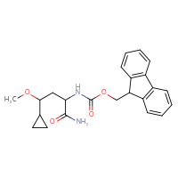 Chemical structure of (9H-fluoren-9-yl)methyl N-(1-carbamoyl-3-cyclopropyl-3-methoxypropyl)carbamate - CSSB21043414387