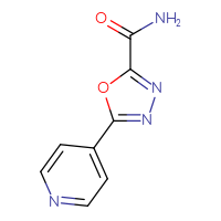 Chemical structure of 5-(pyridin-4-yl)-1,3,4-oxadiazole-2-carboxamide - CSSB02270737784