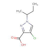 Chemical structure of 1-(butan-2-yl)-4-chloro-1H-pyrazole-3-carboxylic acid - CSSB00000763683