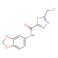 Chemical structure of N-(2H-1,3-benzodioxol-5-yl)-5-(chloromethyl)-1,3,4-thiadiazole-2-carboxamide - CSSB00159269796