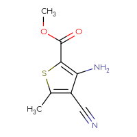 Chemical structure of methyl 3-amino-4-cyano-5-methylthiophene-2-carboxylate - CSSB00000045414