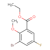 Chemical structure of ethyl 3-bromo-5-fluoro-2-methoxybenzoate - CSSB00049573476
