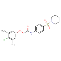 Chemical structure of 2-(4-chloro-3,5-dimethylphenoxy)-N-[4-(piperidine-1-sulfonyl)phenyl]acetamide - CSSB00026738340