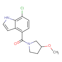 Chemical structure of 7-chloro-4-(3-methoxypyrrolidine-1-carbonyl)-1H-indole - CSSB06461485706